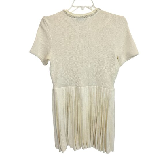 Self Portrait White Cream Knit Mini Dress - Size L - Picture 6 of 9